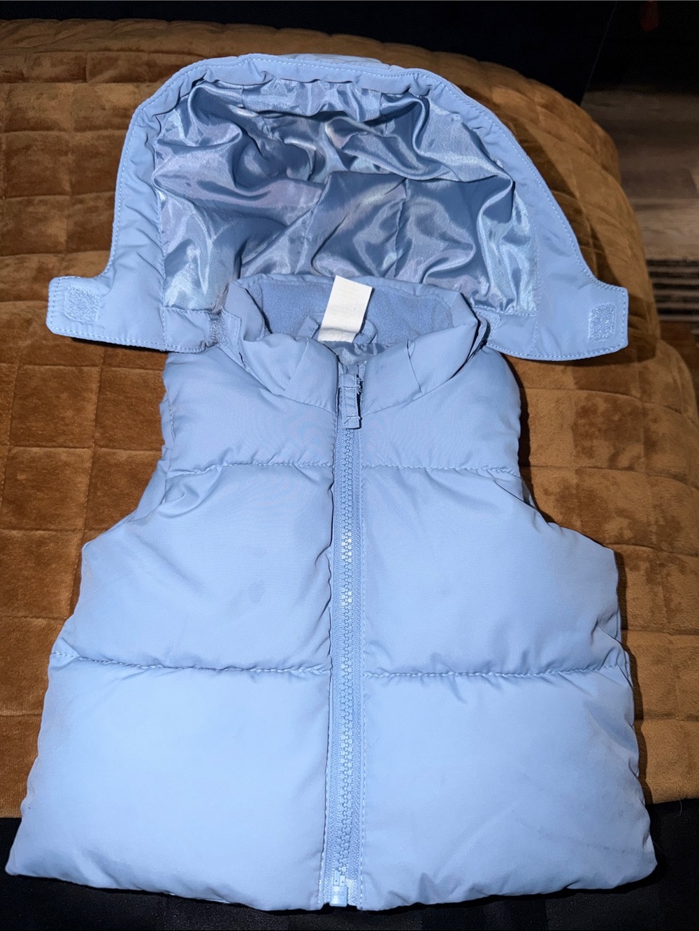 H&M Light Blue Puffer Vest with Removable Hood